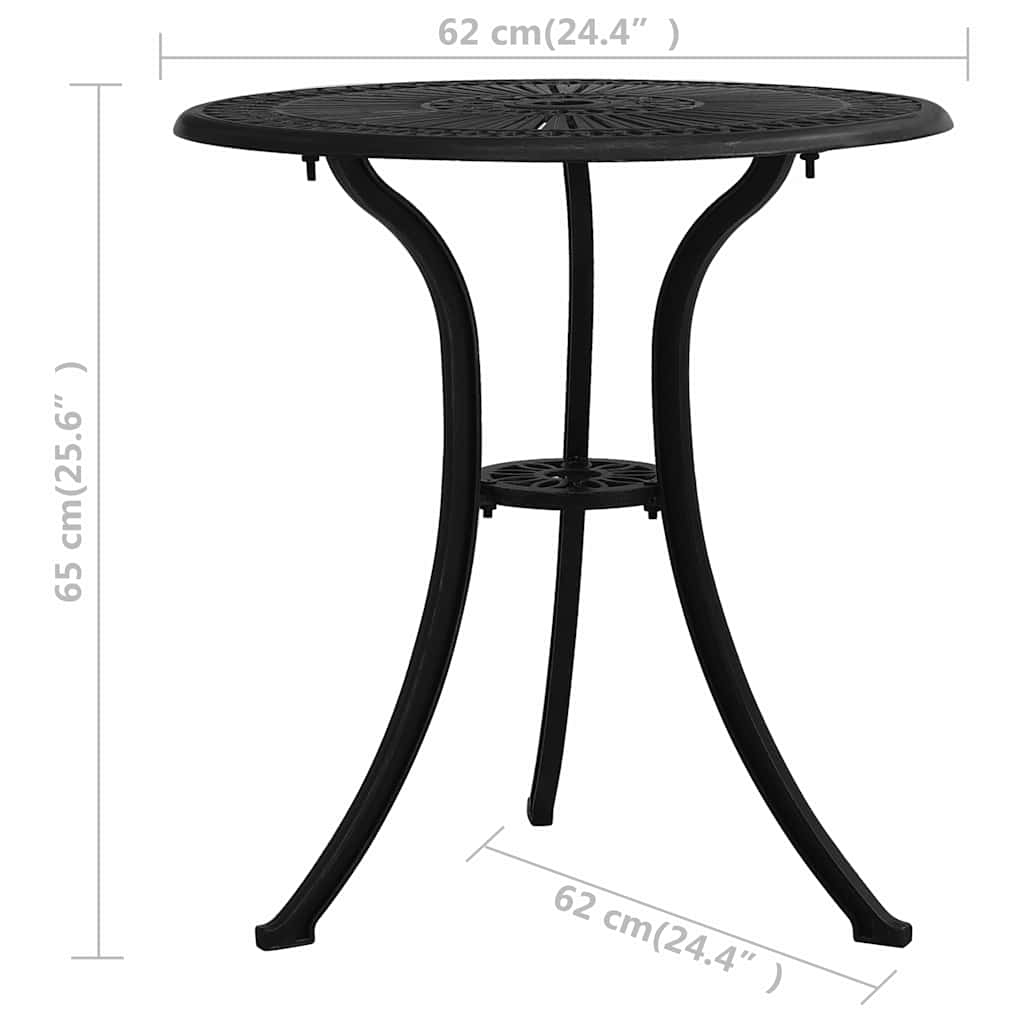 vidaXL Σετ Επίπλων Bistro 3 Τεμαχίων Μαύρο από Χυτό Αλουμίνιο