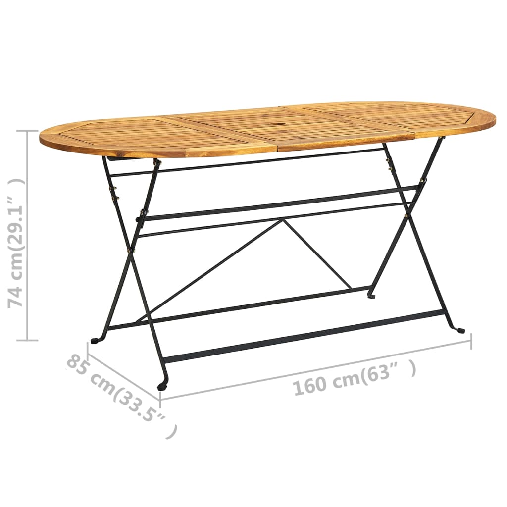 vidaXL Σετ Τραπεζαρίας Εξ. Χώρου Πτυσσόμενο 9 τεμ. Μασίφ Ξύλο Ακακίας