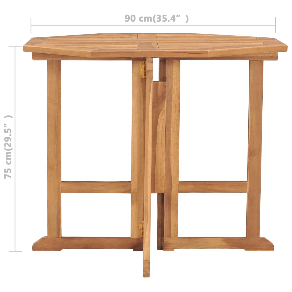 vidaXL Τραπεζαρία Κήπου Πτυσσόμενη 90 x 90 x 75 εκ. Μασίφ Ξύλο Teak