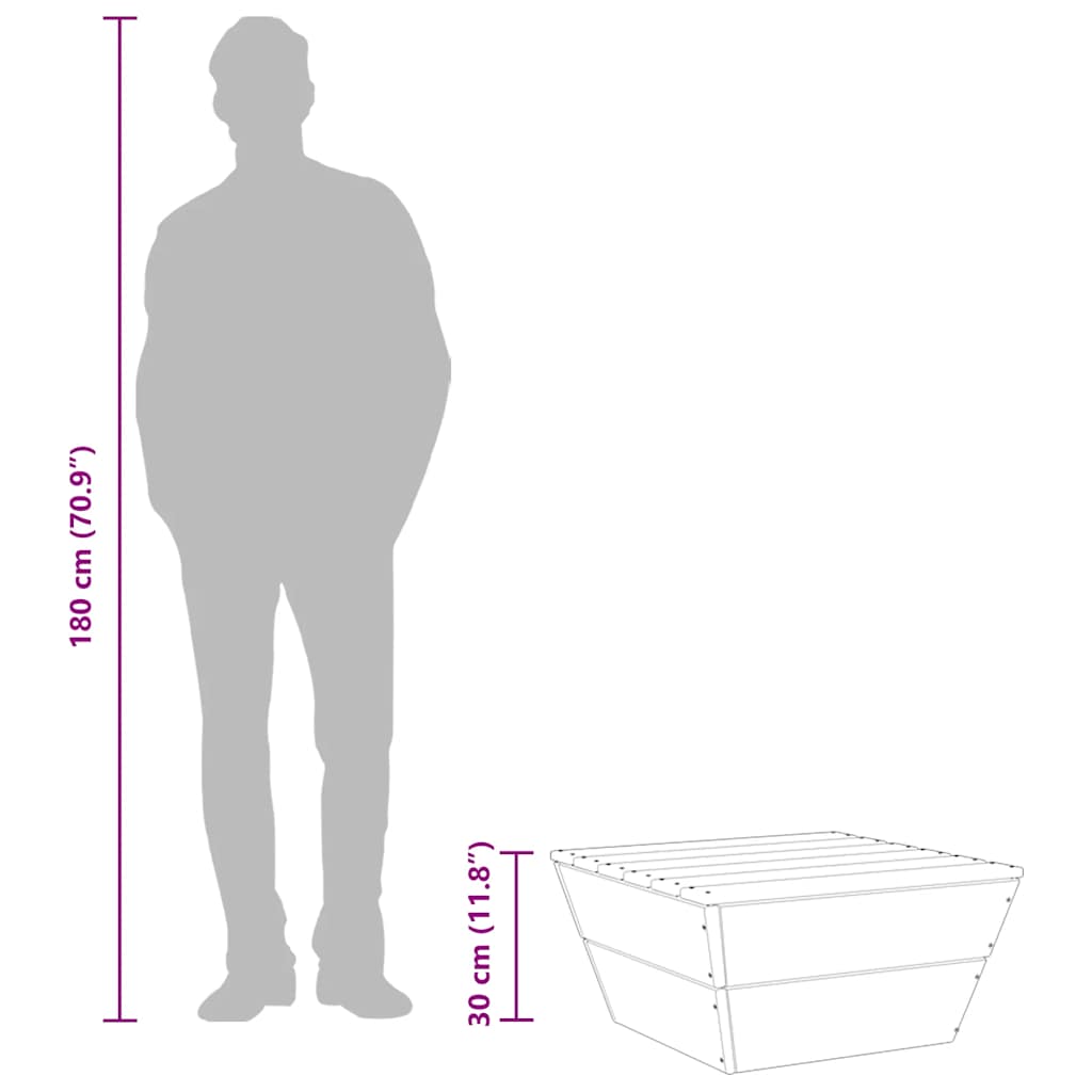 vidaXL Τραπέζι Κήπου 60x60x30 εκ. από Εμποτισμένο Ξύλο Ερυθρελάτης