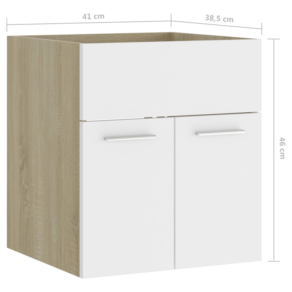 vidaXL Ντουλάπι Νιπτήρα Λευκό/Sonoma Δρυς 41x38,5x46 εκ από Επεξ. Ξύλο