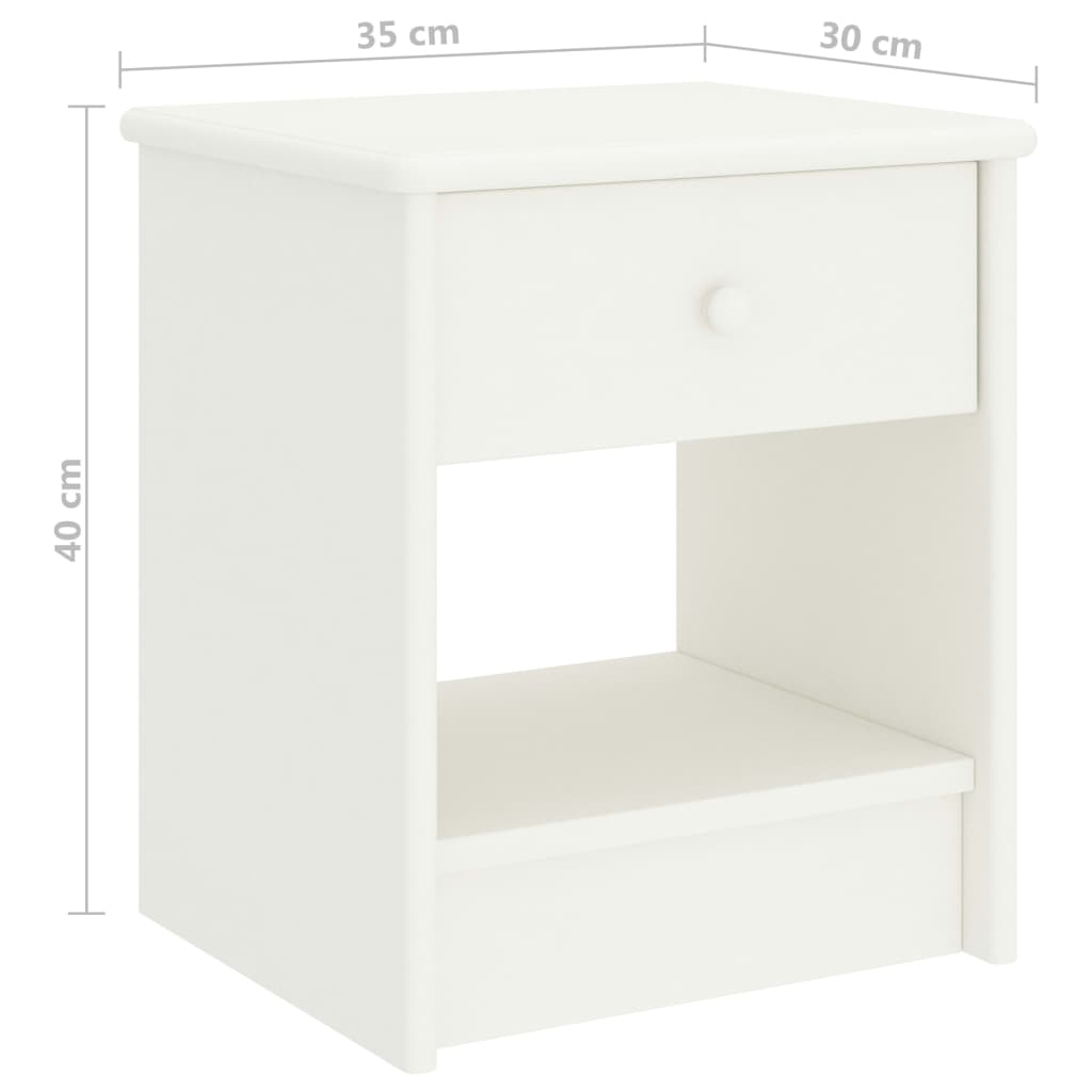 vidaXL Κομοδίνο Λευκό 35 x 30 x 40 εκ. Μασίφ Ξύλο Πεύκου