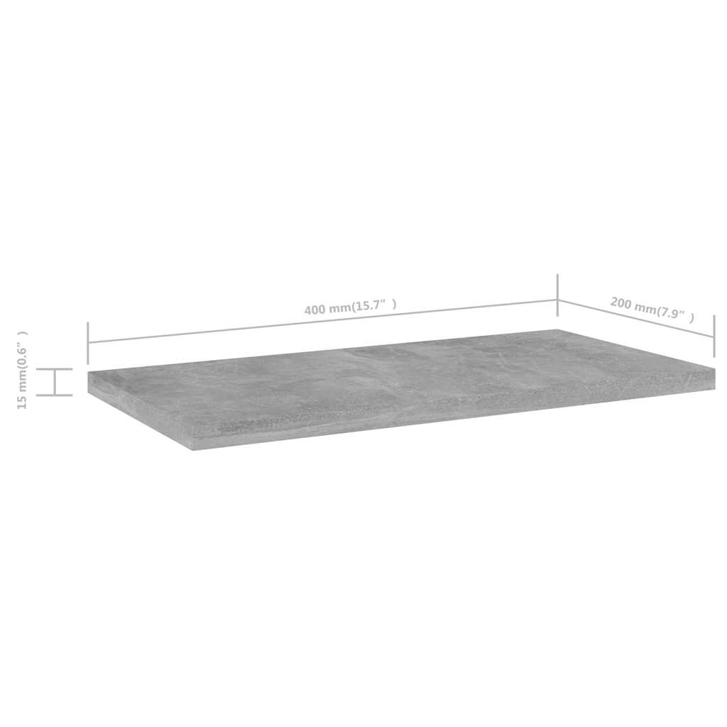 vidaXL Ράφια Βιβλιοθήκης 4 τεμ. Γκρι Σκυροδ. 40x20x1,5 εκ. Επεξ.Ξύλο