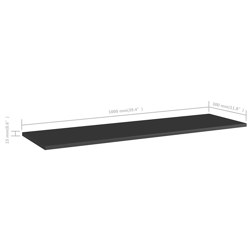 vidaXL Ράφια Βιβλιοθήκης 8 τεμ. Γυαλ. Μαύρο 100x30x1,5 εκ. Μοριοσανίδα