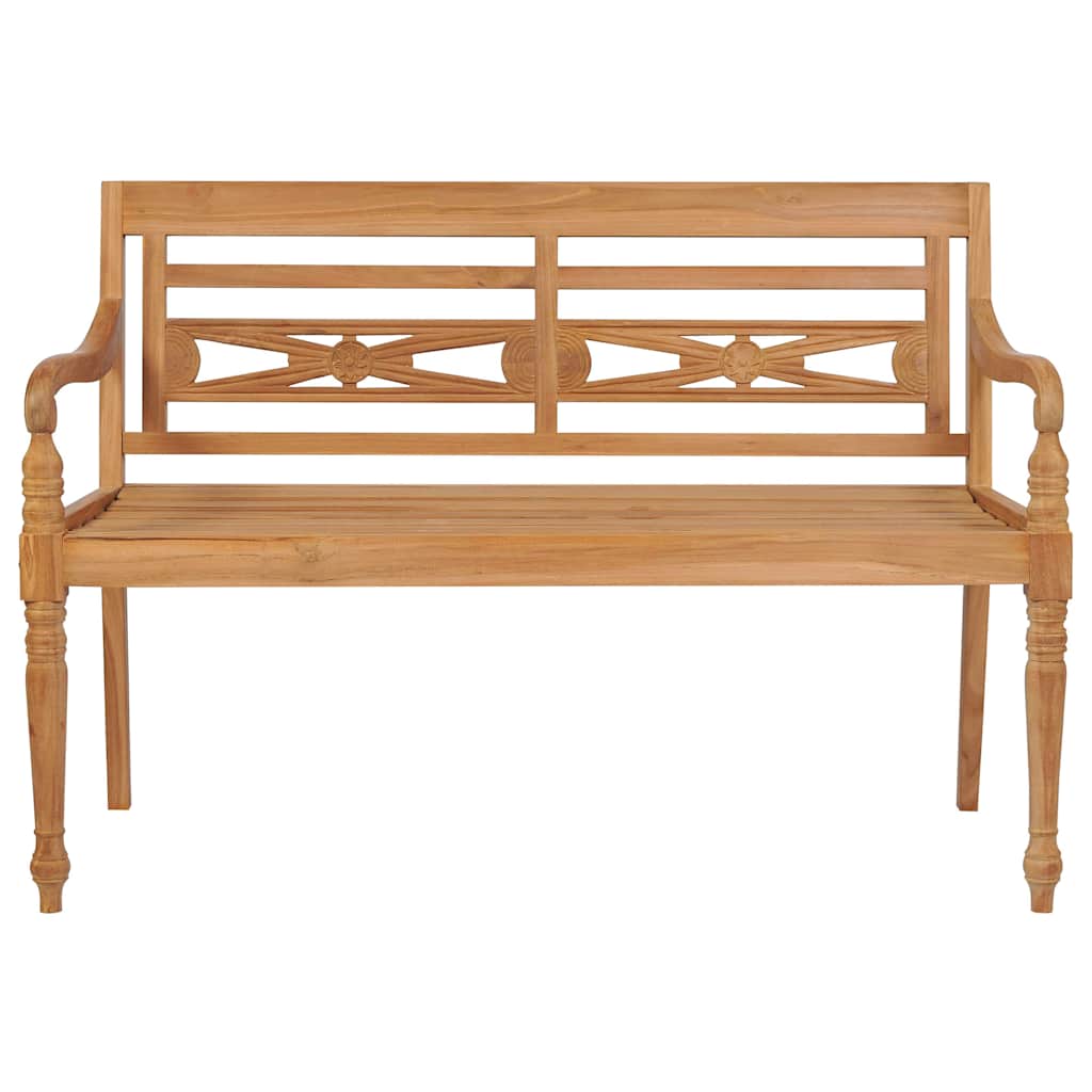 vidaXL Παγκάκι Κήπου Batavia 120 εκ. Ξύλο Teak με Γκρι Καρό Μαξιλάρι