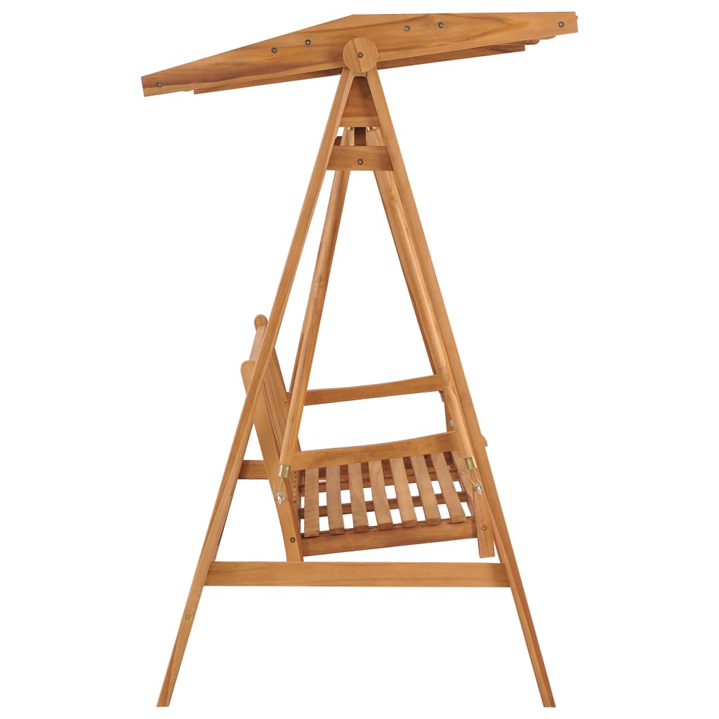 vidaXL Παγκάκι Κούνια 170 εκ. από Μασίφ Ξύλο Teak με Taupe Μαξιλάρι