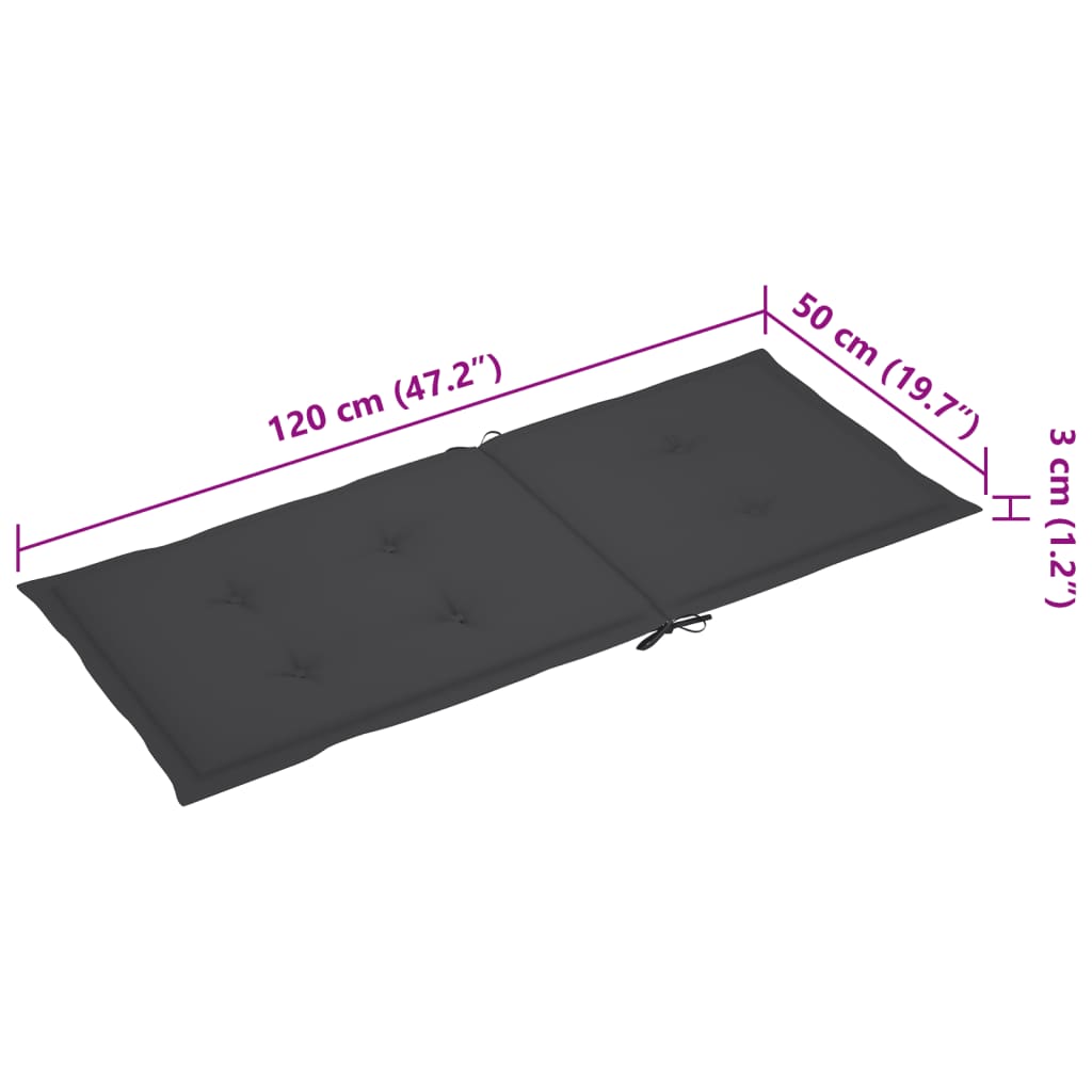 vidaXL Καρέκλες Κήπου Ανακλινόμενες 2 τεμ. Ξύλο Ακακίας με Μαξιλάρια