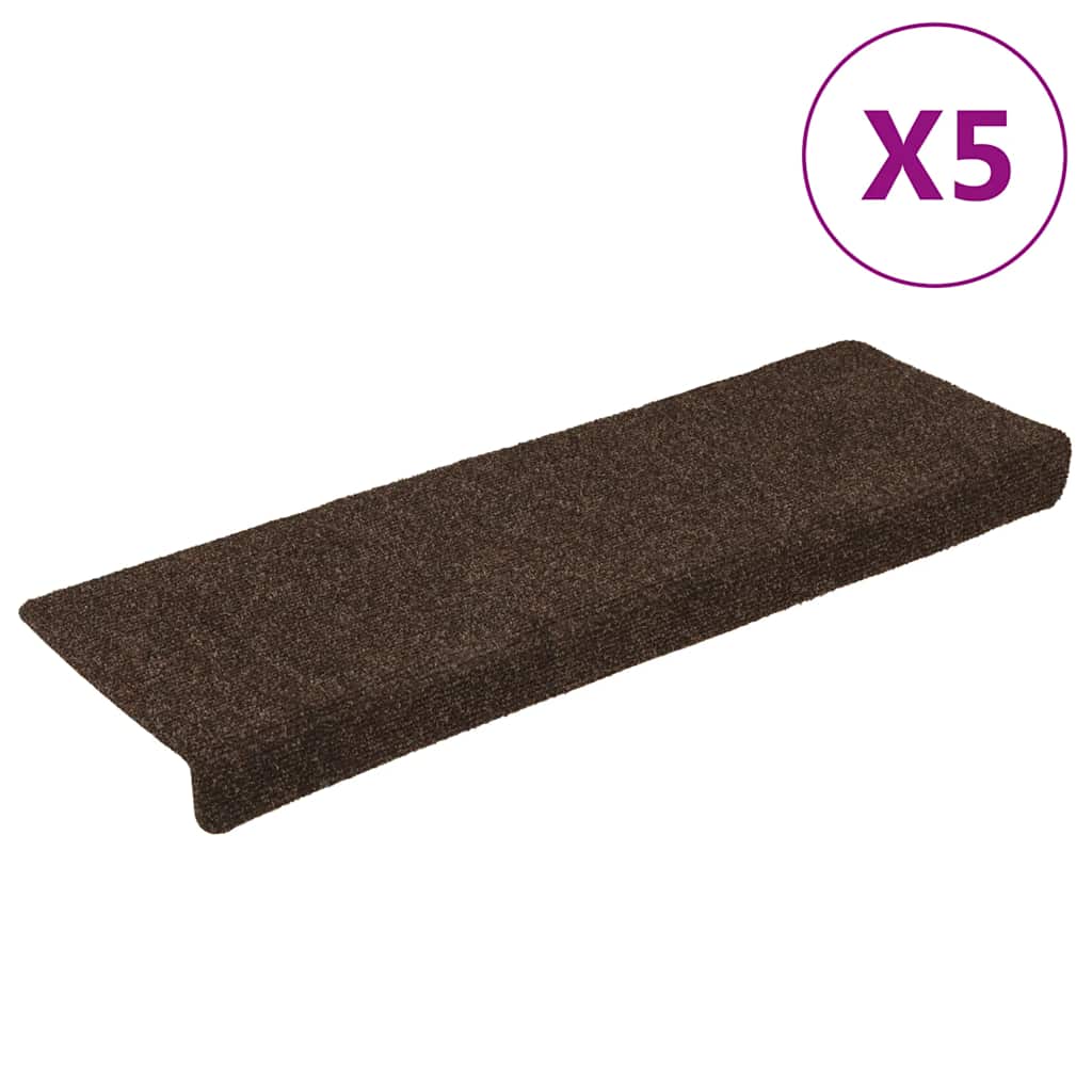 vidaXL Πατάκια Σκάλας 15 τεμ. καφέ 65x21x4 εκ. Βελονιασμένα