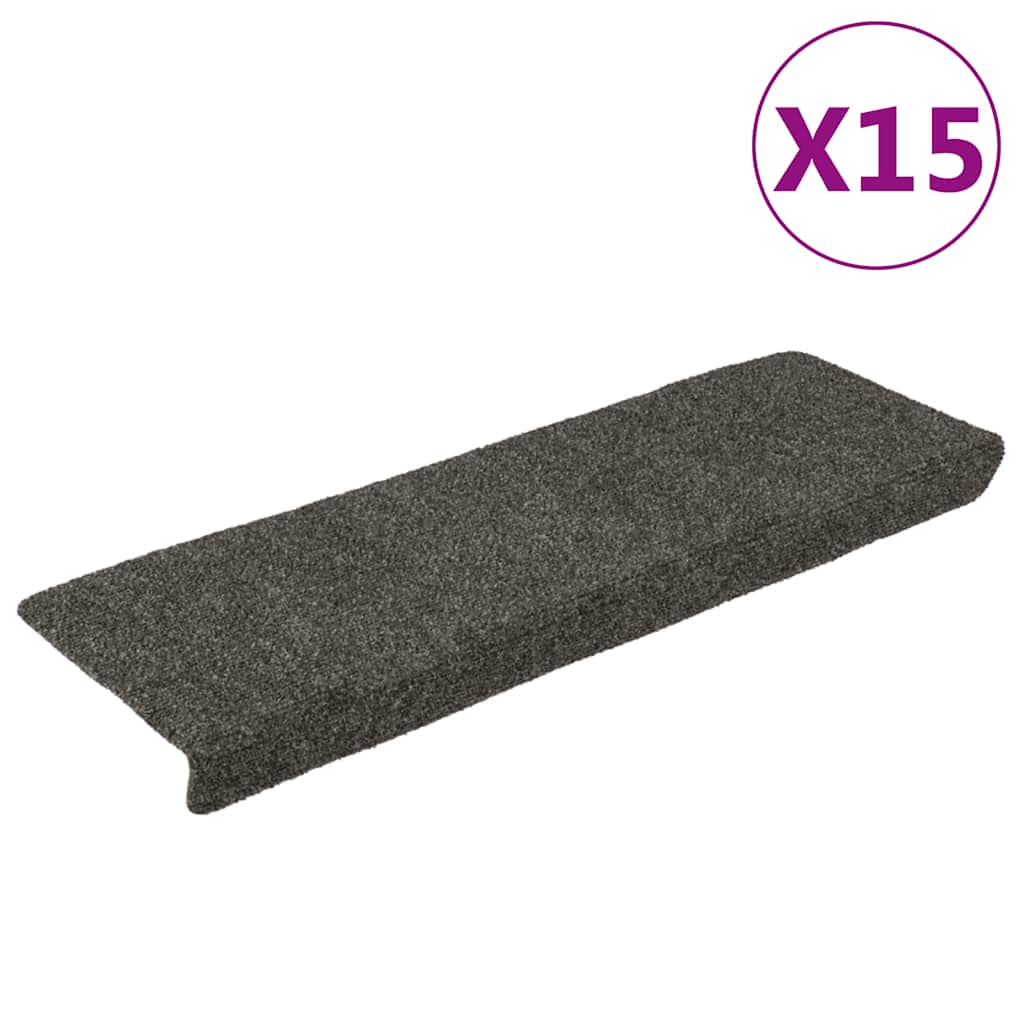vidaXL Πατάκια Σκάλας 15 τεμ. Ανθρακί 65x21x4 εκ. Βελονιασμένο Ύφασμα