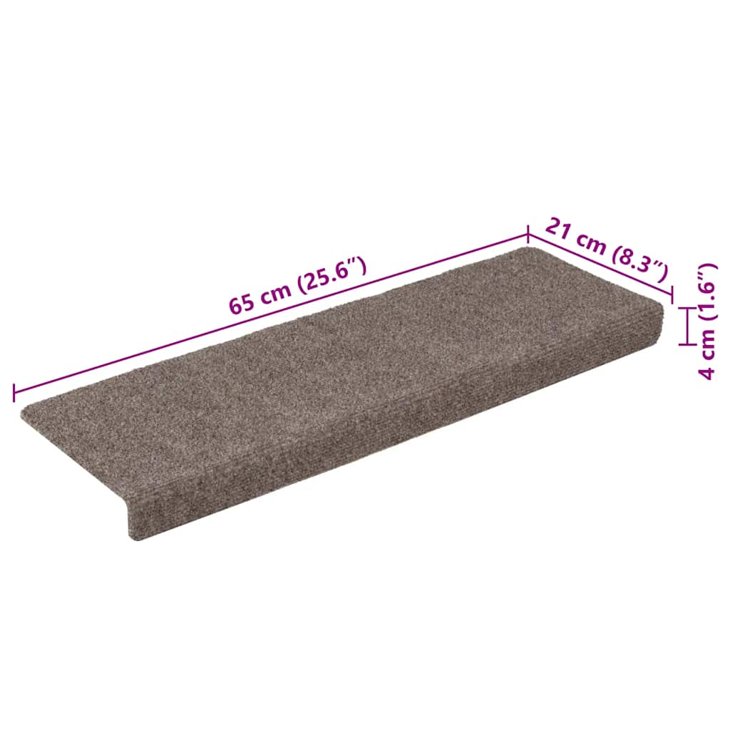 vidaXL Πατάκια Σκάλας 15 τεμ. Κρεμ 65x21x4 εκ. Βελονιασμένο Ύφασμα