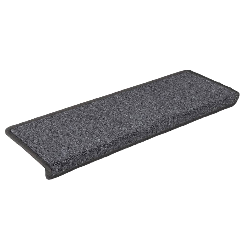 vidaXL Πατάκια Σκαλοπατιών 15 τεμ. Σκούρο Γκρι 65x21x4 εκ. με Ορθογώνια Άκρη