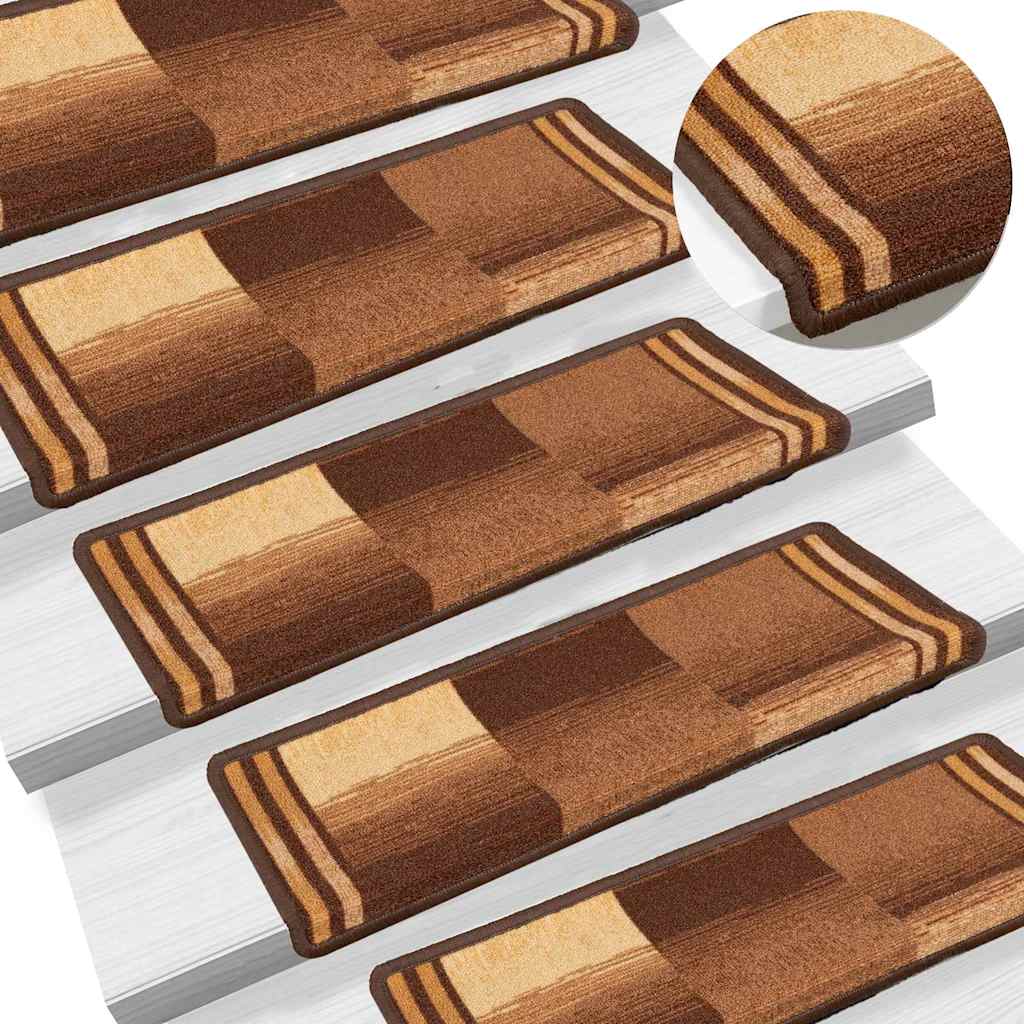 vidaXL Πατάκια Σκάλας Αυτοκόλλητα 15 τεμ. Καφέ 65x21x4 εκ.