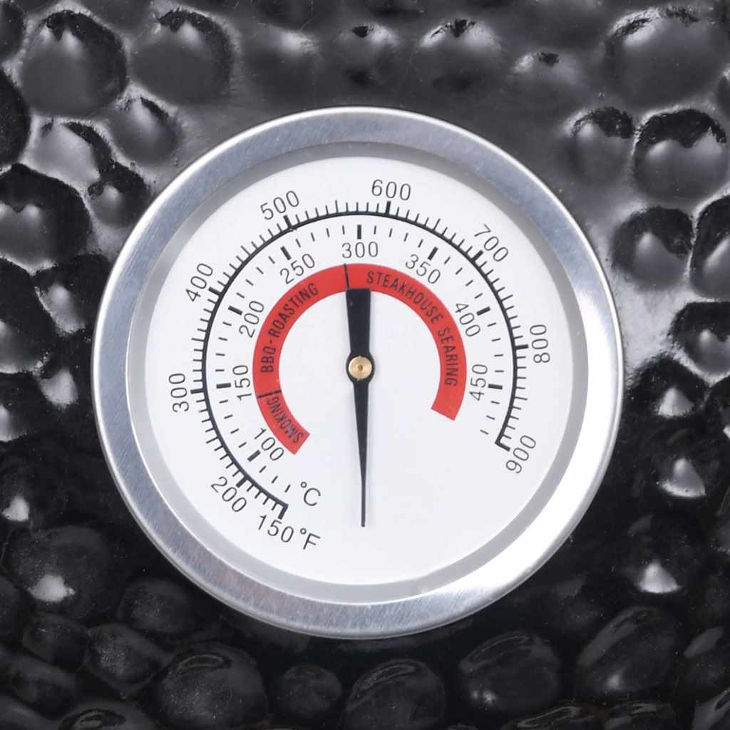 vidaXL Ψησταριά Καπνιστήριο Kamado 2 σε 1 Μαύρη 56 εκ. Κεραμική