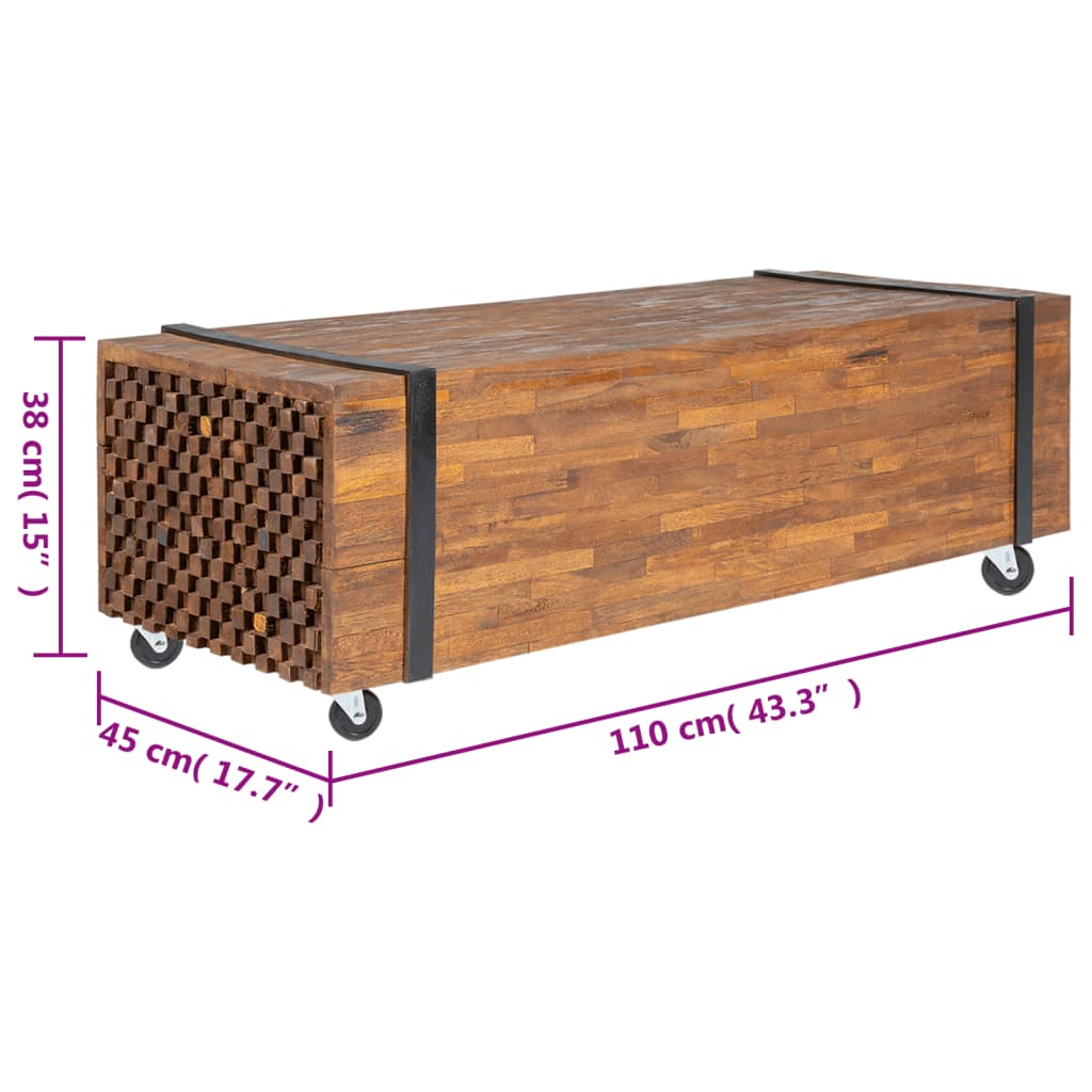 vidaXL Τραπεζάκι Σαλονιού 110 x 45 x 38 εκ. από Μασίφ Ξύλο Teak