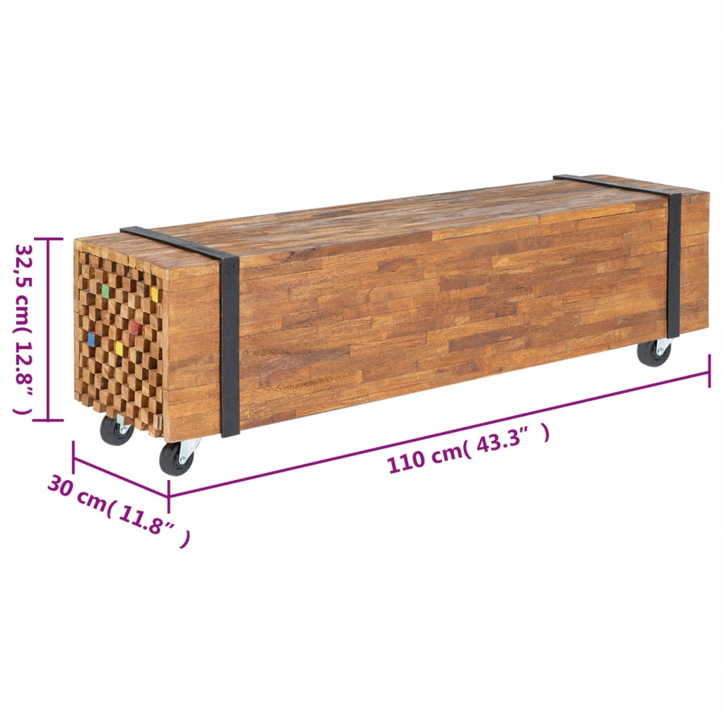 vidaXL Έπιπλο Τηλεόρασης 110 x 30 x 32,5 εκ. από Μασίφ Ξύλο Teak