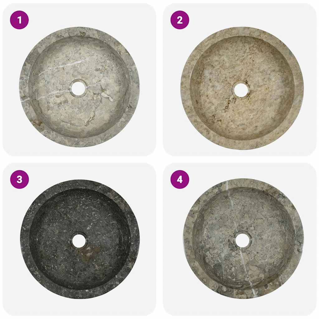 vidaXL Νιπτήρας Γκρι Ø40x12 εκ. Μαρμάρινος