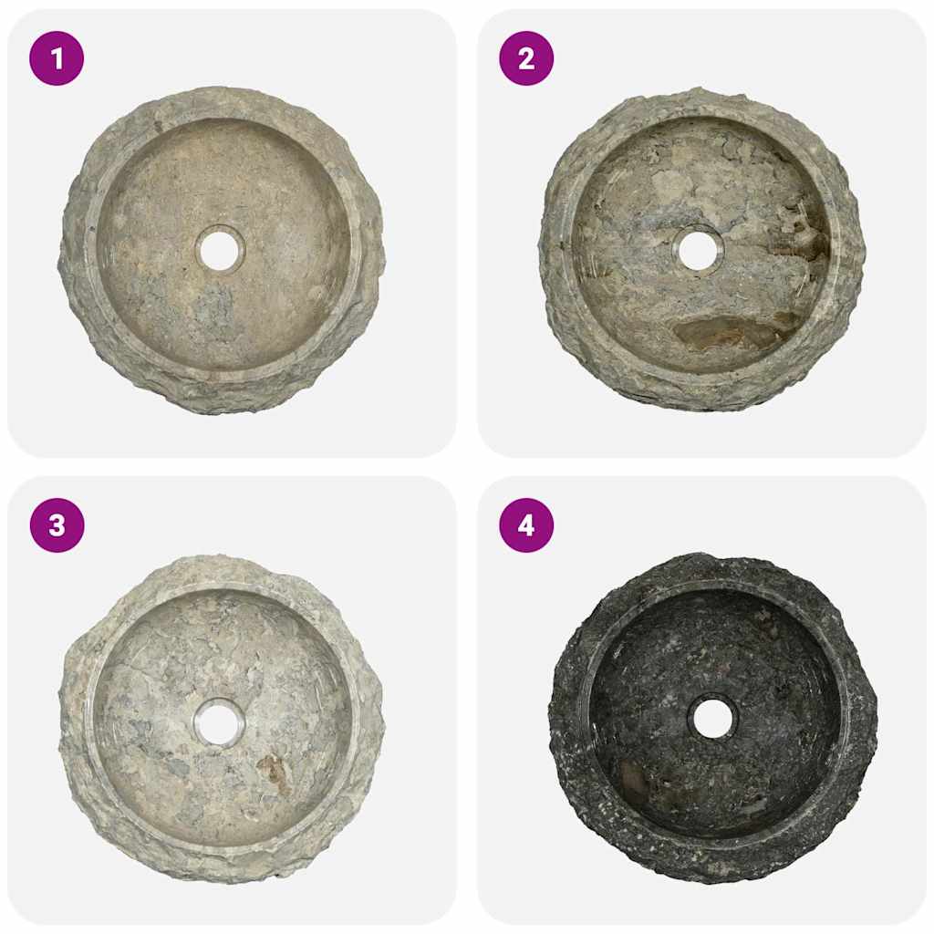 vidaXL Νιπτήρας Γκρι Ø40x12 εκ. Μαρμάρινος