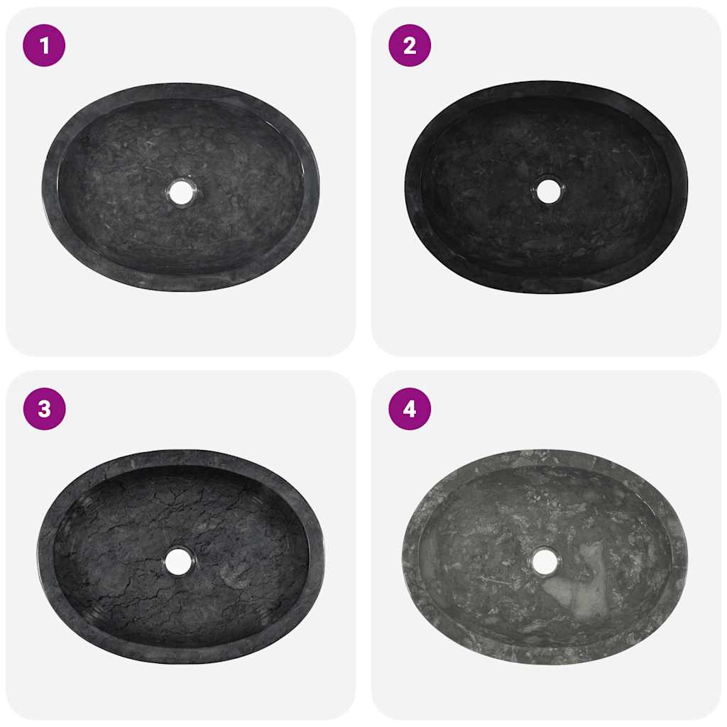 vidaXL Νιπτήρας Μαύρος 53 x 40 x 15 εκ. Μαρμάρινος