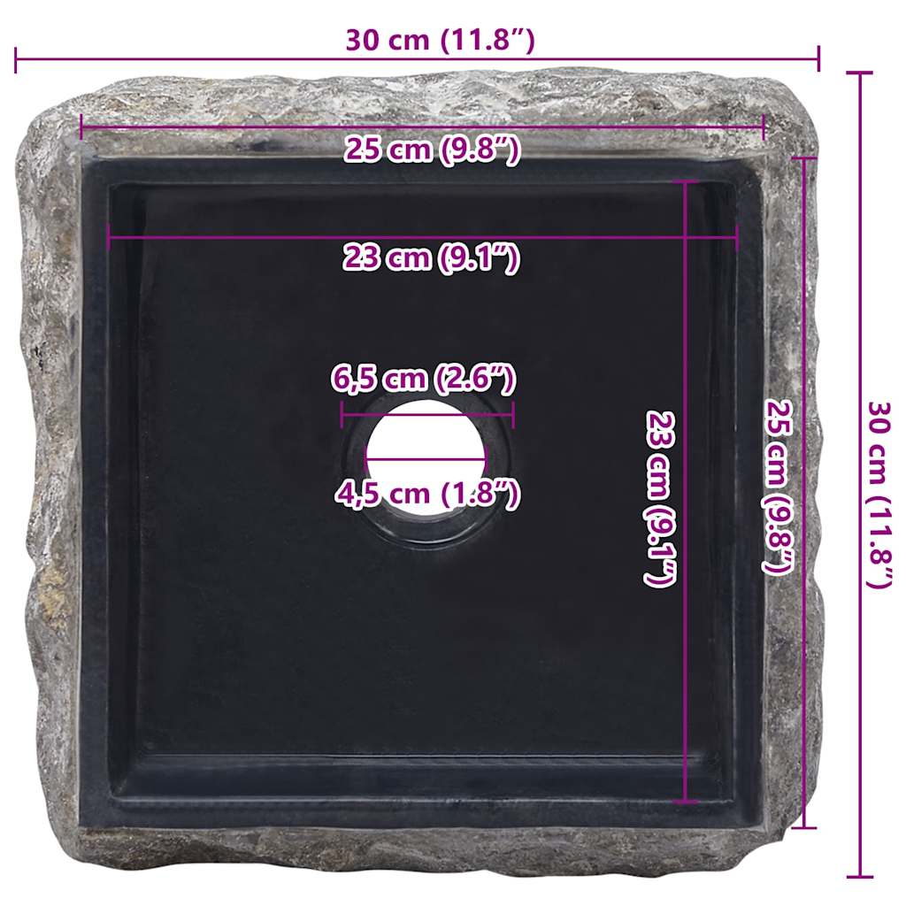 vidaXL Νιπτήρας Μαύρος 30 x 30 x 13 εκ. Μαρμάρινος