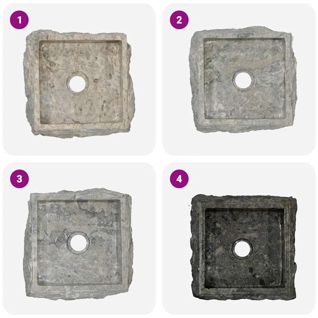 vidaXL Νιπτήρας Γκρι 30 x 30 x 13 εκ. Μαρμάρινος