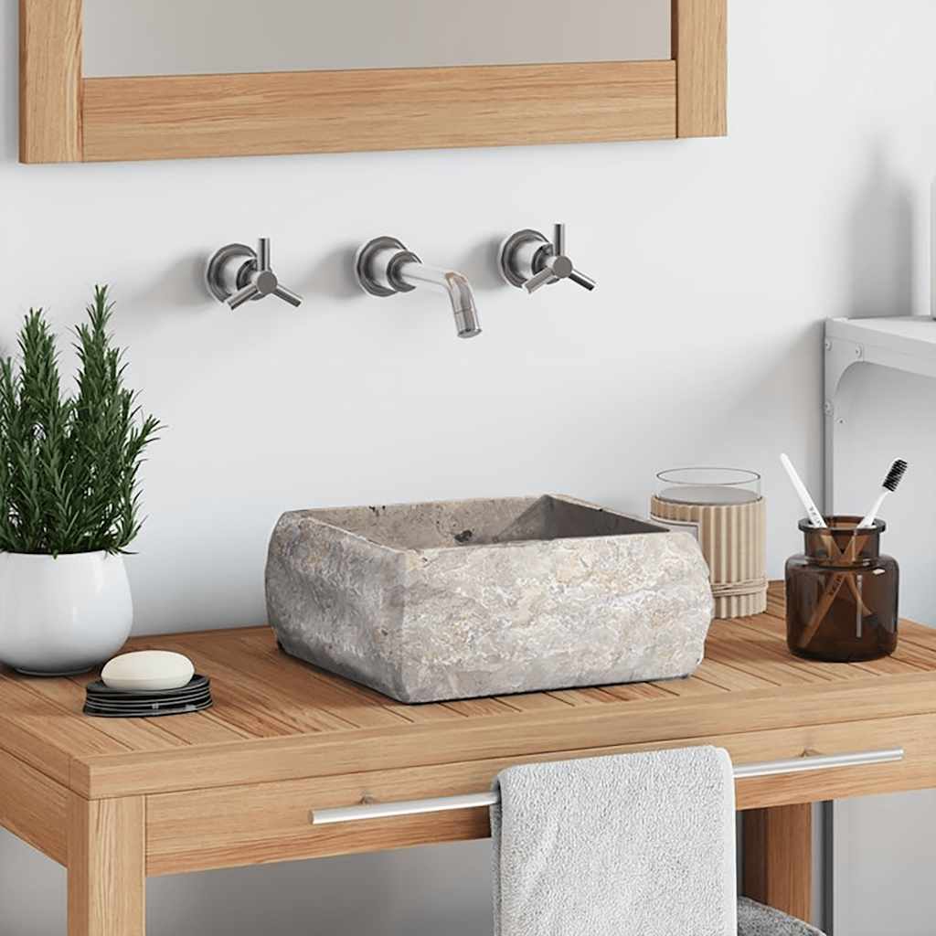 vidaXL Νιπτήρας Γκρι 30 x 30 x 13 εκ. Μαρμάρινος