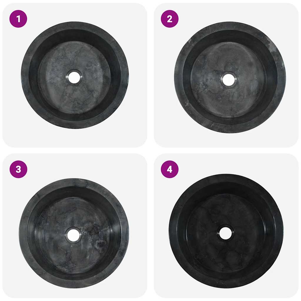 vidaXL Νιπτήρας Μαύρος Ø40 x 15 εκ. Μαρμάρινος