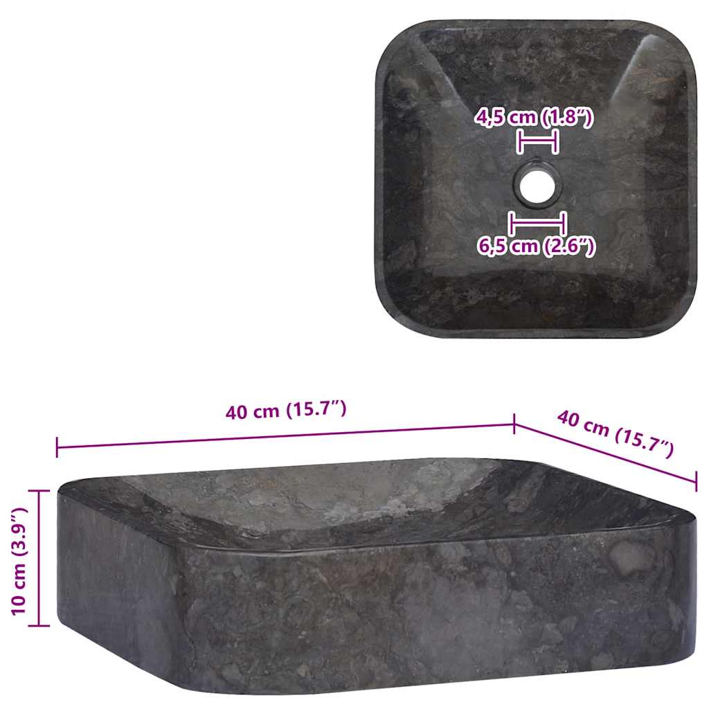 vidaXL Νιπτήρας Μαύρος 40 x 40 x 10 εκ. Μαρμάρινος