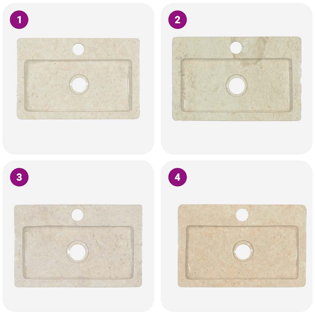 vidaXL Νιπτήρας Επιτοίχιος Κρεμ 38 x 24 x 6,5 εκ. Μαρμάρινος