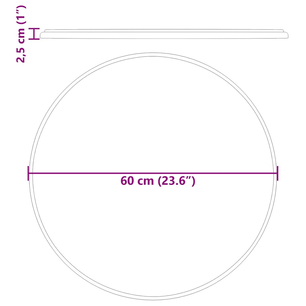 vidaXL Επιφάνεια Τραπεζιού Γκρι Ø60 x 2,5 εκ. Μαρμάρινη