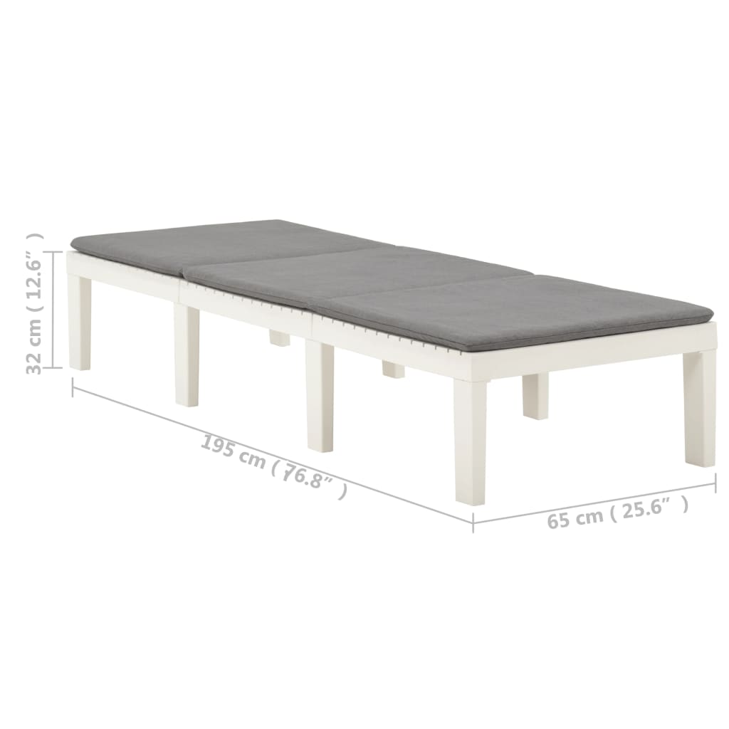 vidaXL Ξαπλώστρα Λευκή Πλαστική με Μαξιλάρι