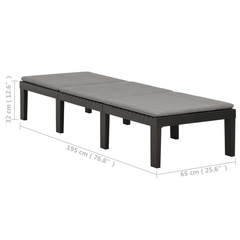 vidaXL Ξαπλώστρα Ανθρακί Πλαστική με Μαξιλάρι