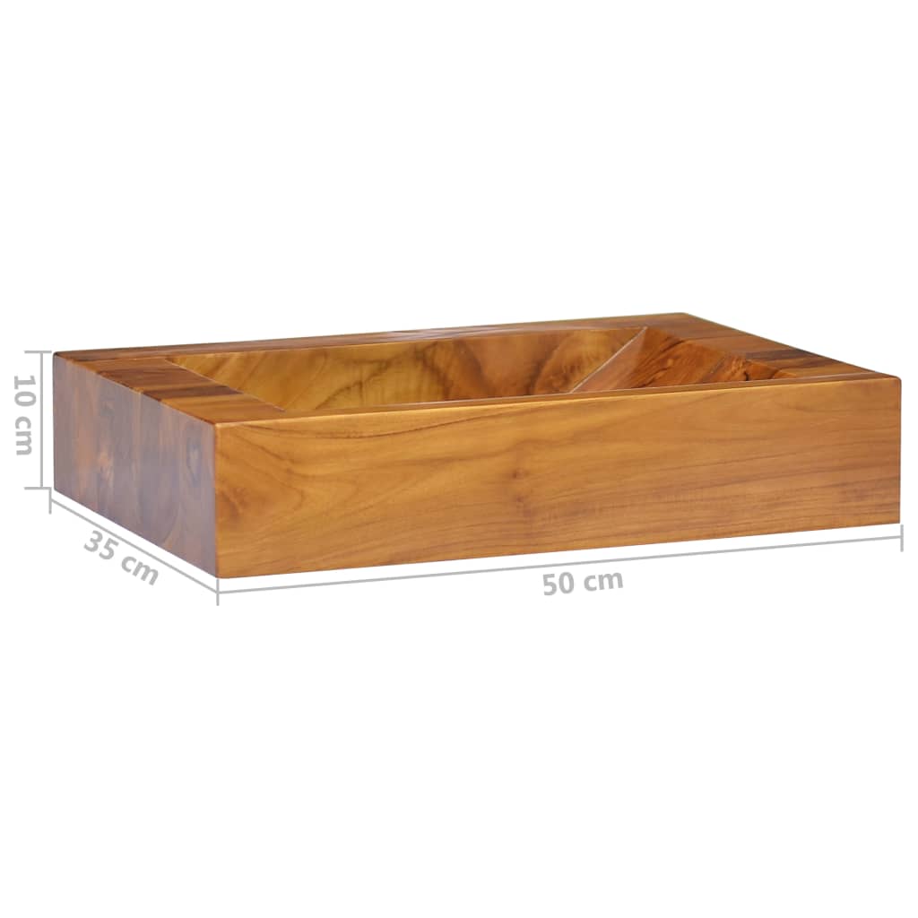 vidaXL Νιπτήρας 50 x 35 x 10 εκ. από Μασίφ Ξύλο Teak