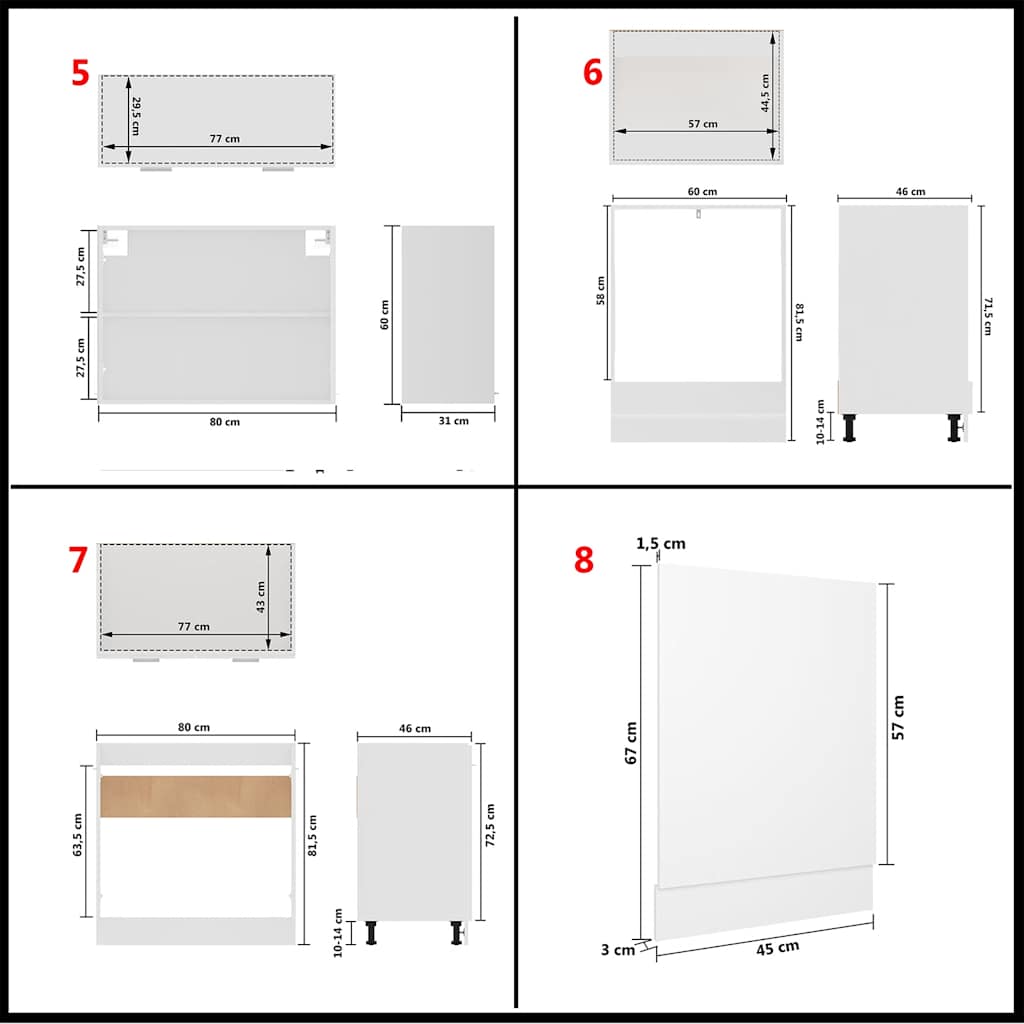 vidaXL Σετ Ντουλαπιών Κουζίνας 8 Τεμαχίων "Lyon" Λευκό από Μηχανικά Ξύλινα Έπιπλα