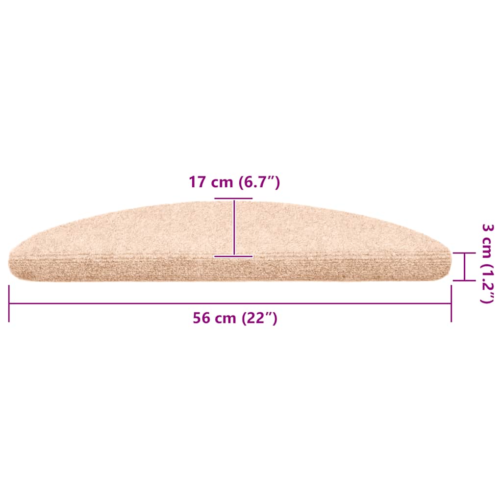 vidaXL Πατάκια Σκάλας Αυτοκόλλητα 10 τεμ. Κρεμ 56x17x3 εκ Βελονιασμένα