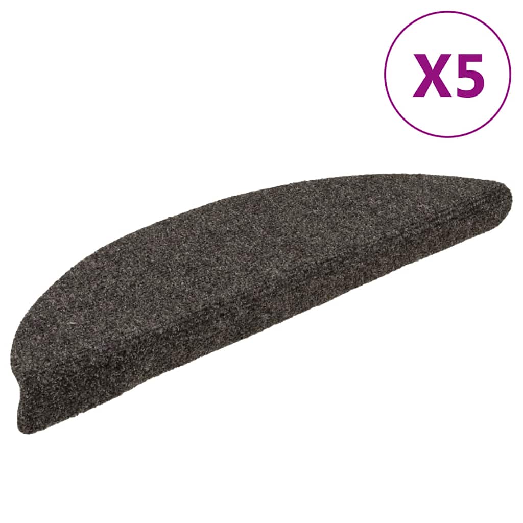 vidaXL Πατάκια Σκάλας Αυτοκόλ. 5 τεμ Ανθρακί 56x17x3 εκ Βελονιασμένο