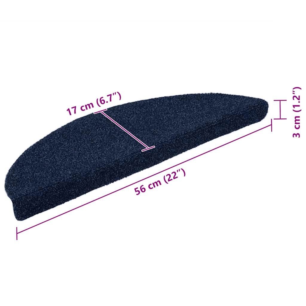 vidaXL Πατάκια Σκάλας Αυτοκόλ. 5 τεμ Ν. Μπλε 56x17x3 εκ. Βελονιασμένα