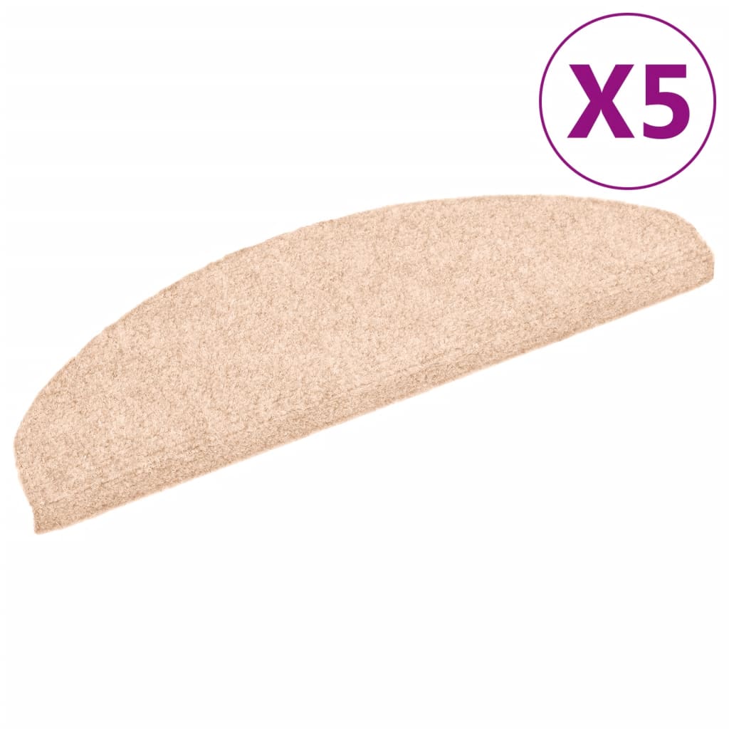 vidaXL Πατάκια Σκάλας Αυτοκόλλητα 5 τεμ Καφέ 65x21x4 εκ. Βελονιασμένα
