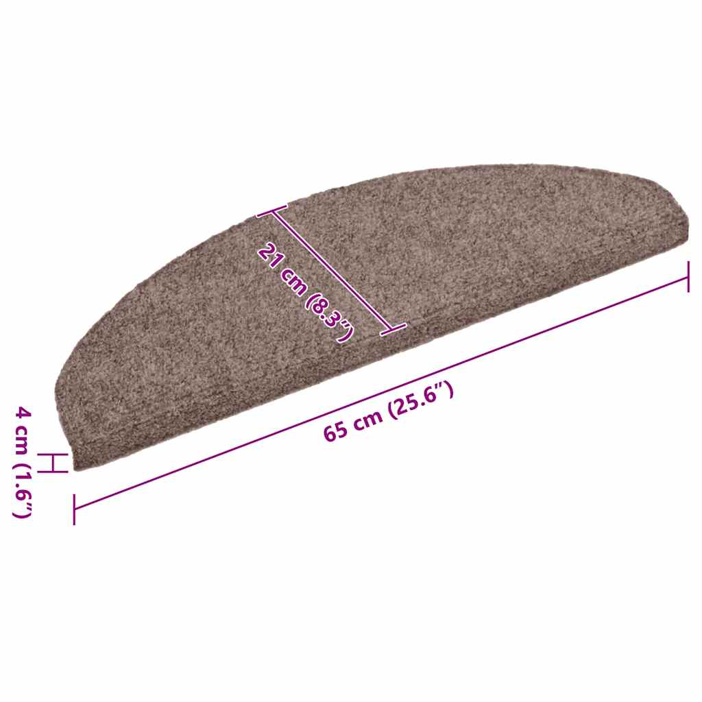 vidaXL Πατάκια Σκαλιών Αυτοκόλλητα 10 τεμ. 65x21x4 εκ. Ανοιχτό Καφέ Ημίστρογγυλά Μεγάλα