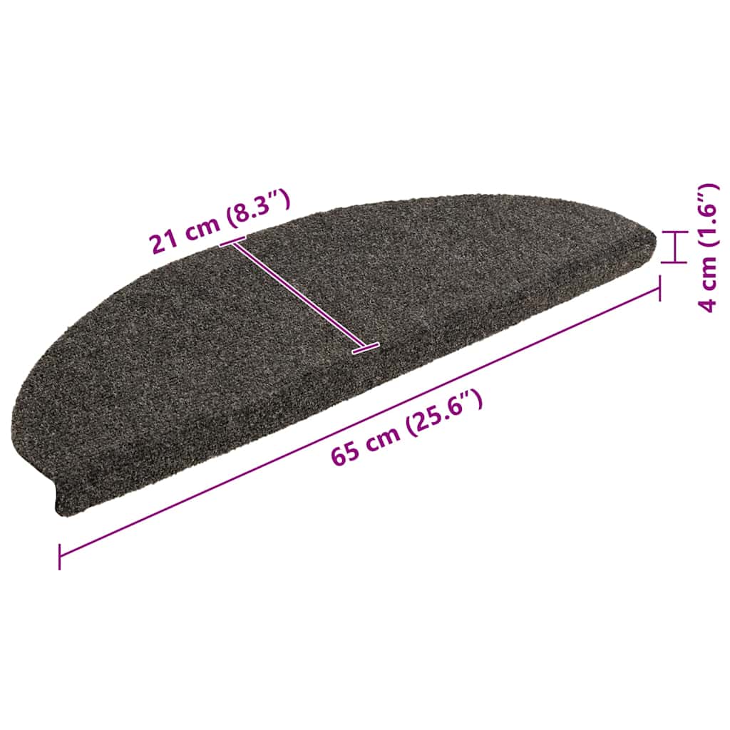 vidaXL Πατάκια Σκάλας Αυτοκόλ. 10 τεμ Ανθρακί 65x21x4 εκ Βελονιασμένο