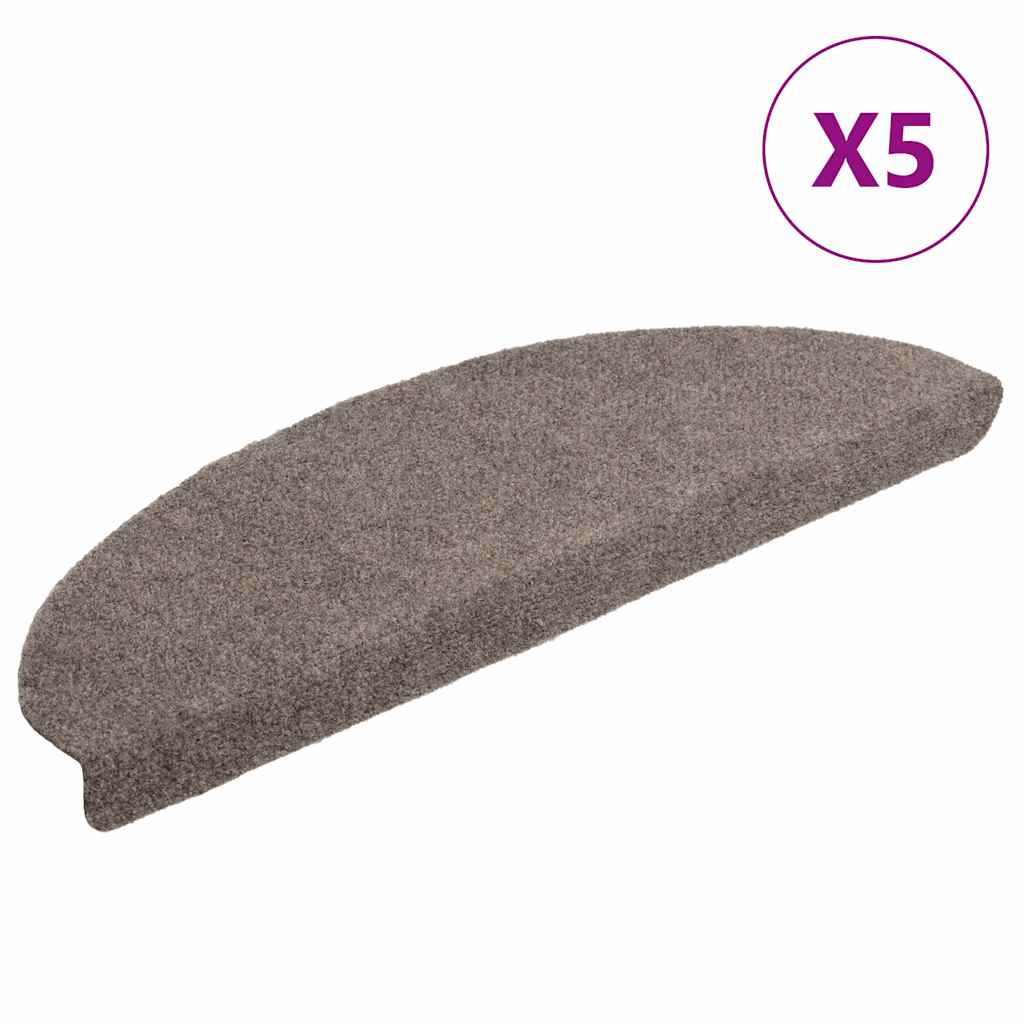 vidaXL Πατάκια Σκάλας Αυτοκόλ. 5 τεμ. Κρεμ 65x21x4 εκ. Βελονιασμένα