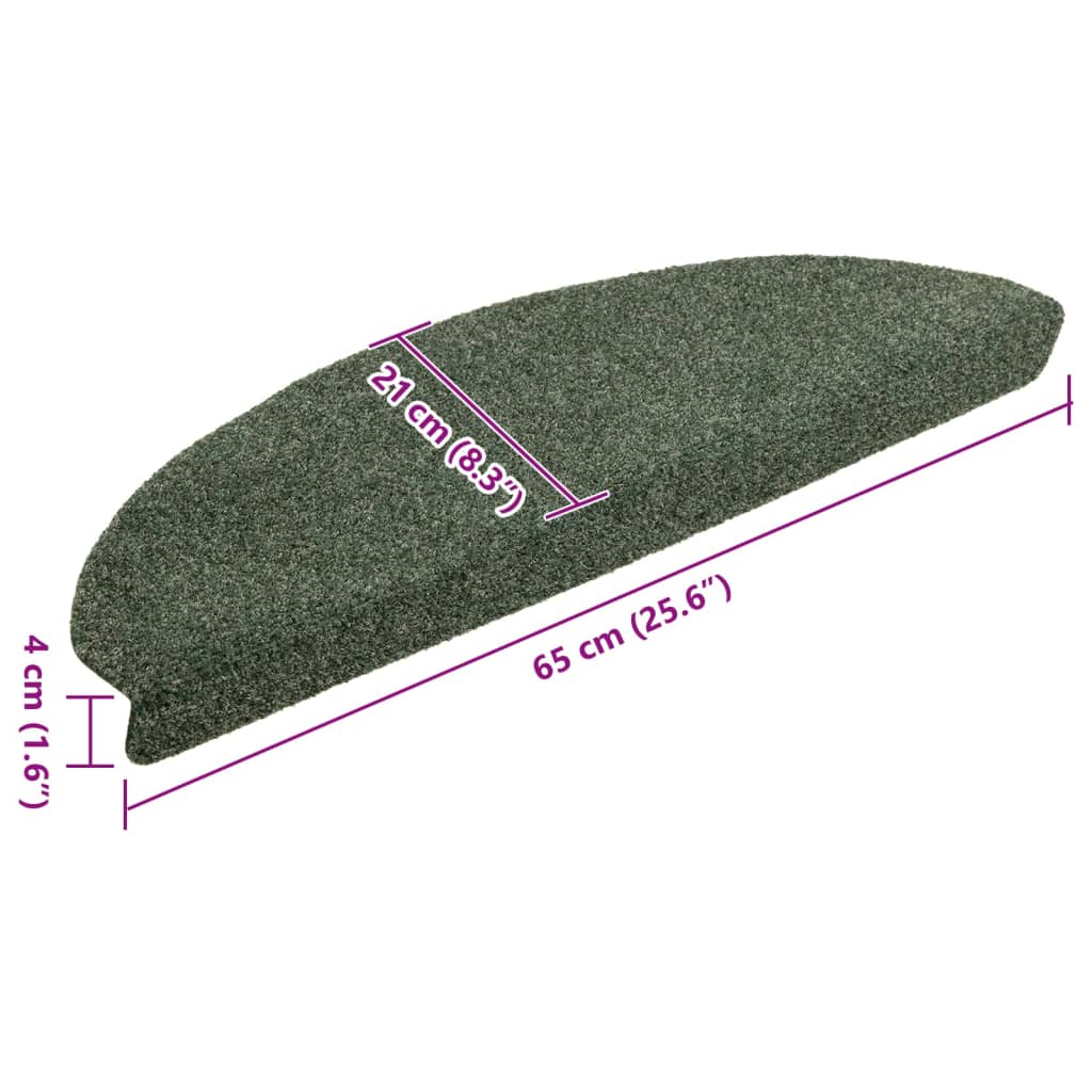 vidaXL Πατάκια Σκάλας Αυτοκόλ. 10 τεμ. Πράσινο 65x21x4 εκ Βελονιασμένα