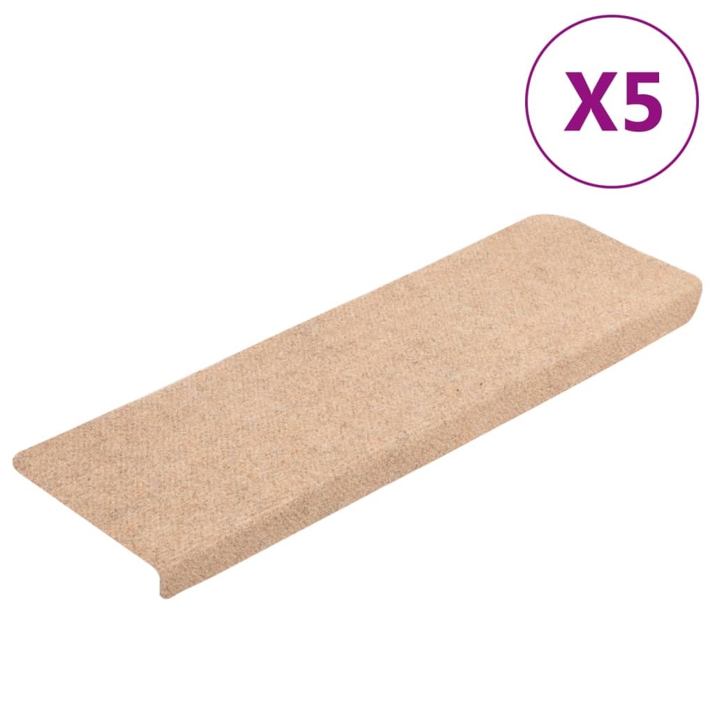vidaXL Πατάκια Σκάλας 5 τεμ. Καφέ 65x21x4 εκ. Βελονιασμένα