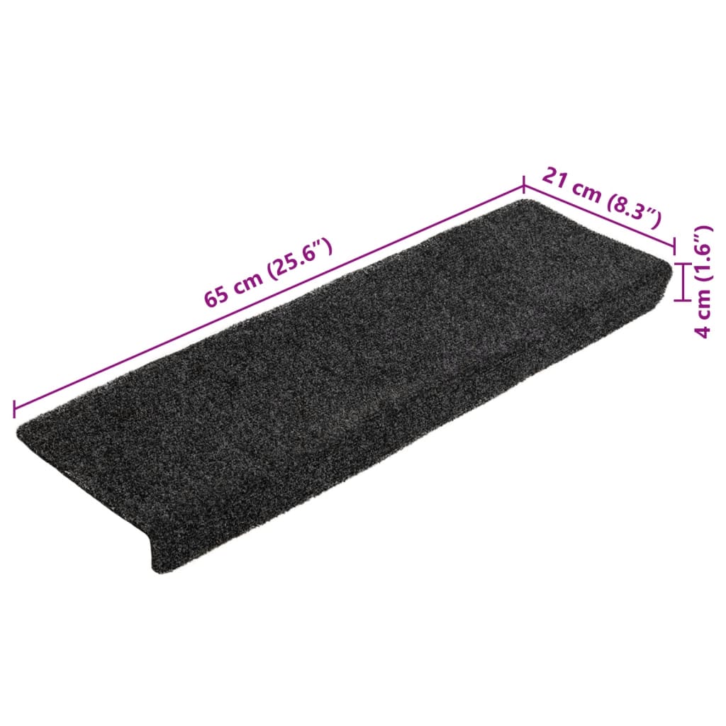 vidaXL Πατάκια Σκάλας 5 τεμ. Γκρι 65x21x4 εκ. Βελονιασμένα