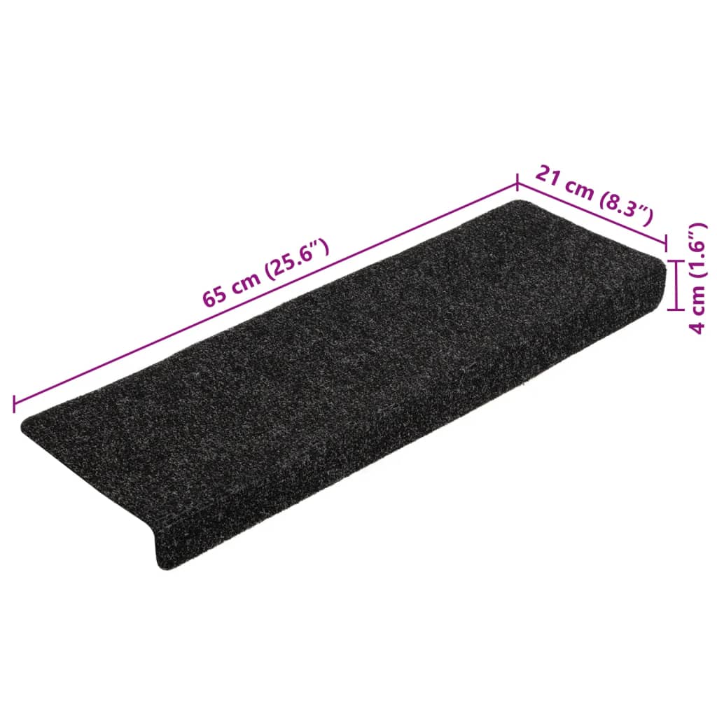 vidaXL Αυτοκόλλητα Πατάκια Σκαλιών 5 τεμ. 65x21x4 εκ. Μαύρα Ορθογώνια Άκρη