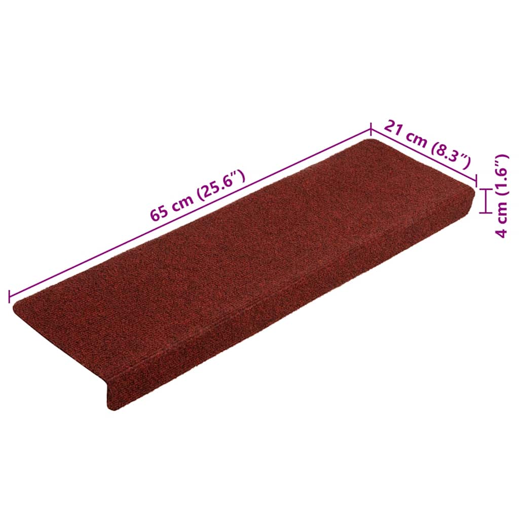 vidaXL Πατάκια Σκάλας 5 τεμ. Μπορντό 65x21x4 εκ. Βελονιασμένα