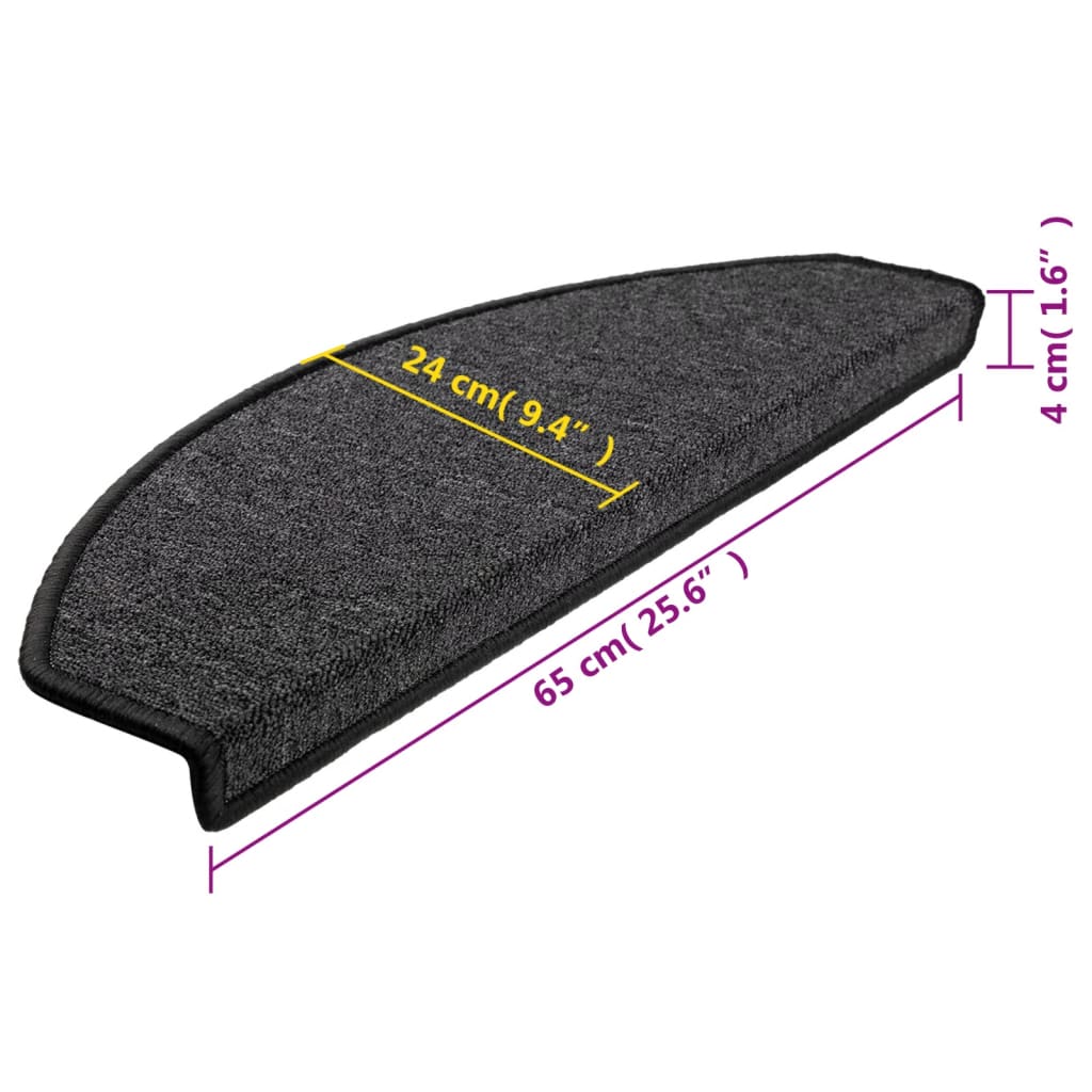 vidaXL Πατάκια Σκαλοπάτια 10 τεμ. Ανθρακί 65x24x4 εκ. Ημίστρογγυλά Μεγάλα