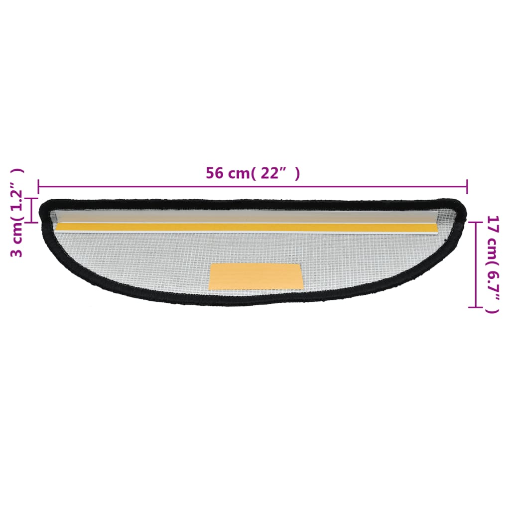 vidaXL Πατάκια Σκαλιών 10 τεμ. Μαύρα Ημίκυκλα 56x17x3 εκ.