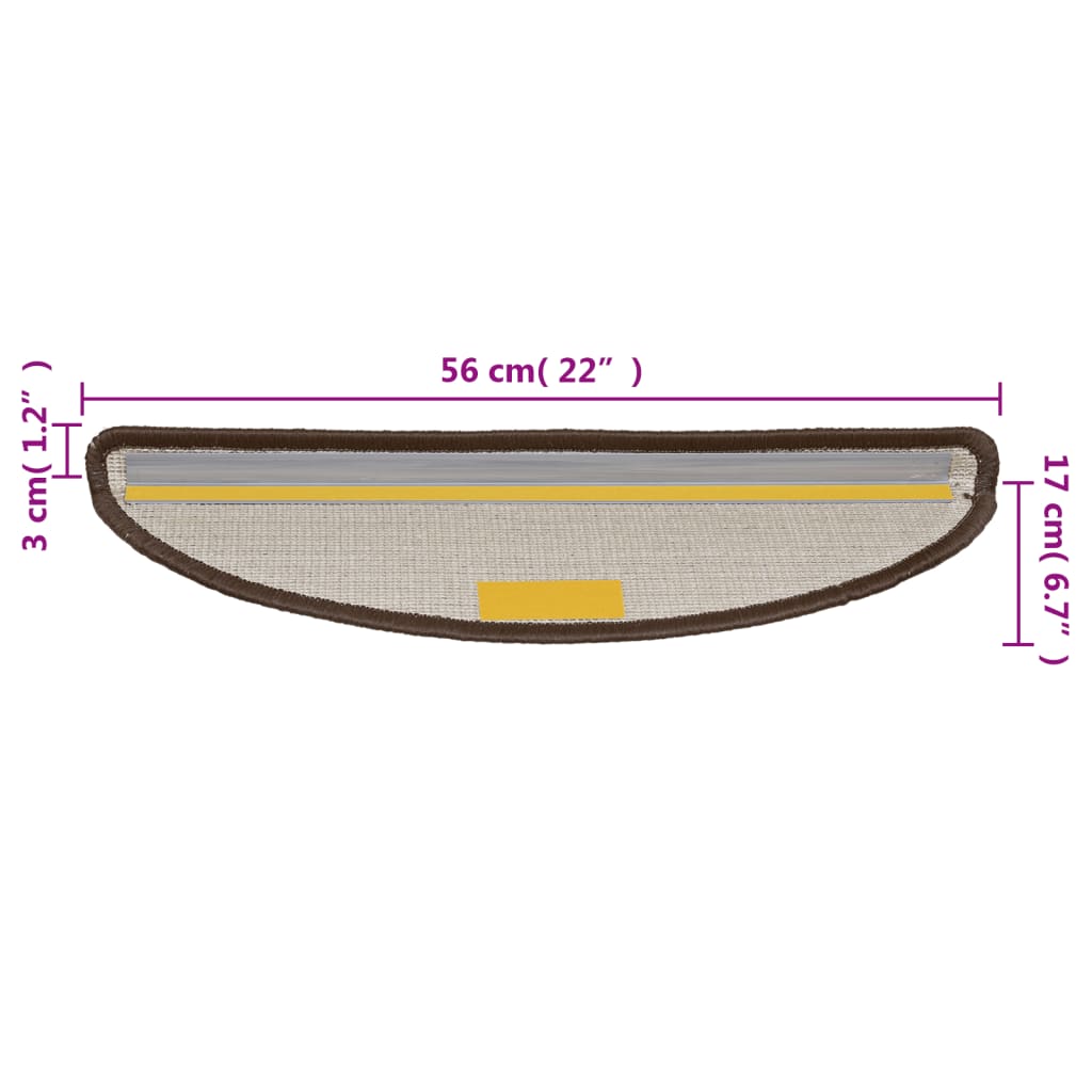 vidaXL Πατάκια Σκαλιών 10 τεμ. Καφέ Ημίκυκλα 56x17x3 εκ.
