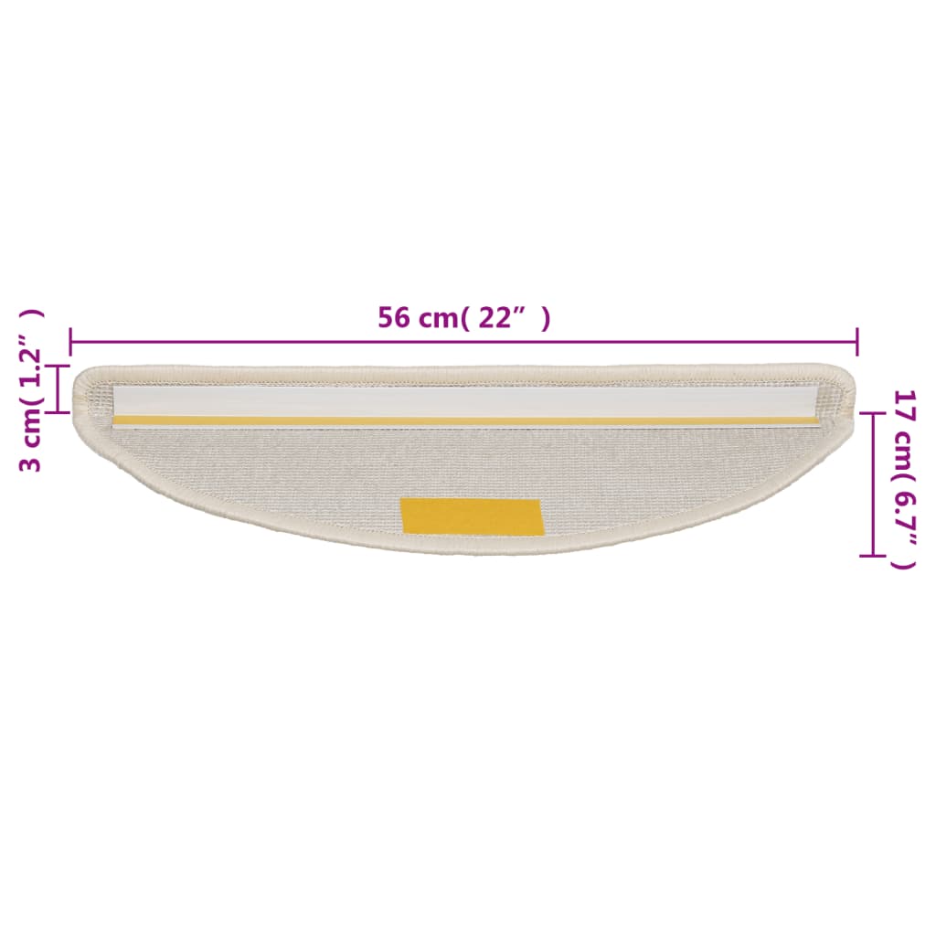 vidaXL Πατάκια Σκαλιών 10 τεμ. Λευκά Ημίκυκλα 56x17x3 εκ.
