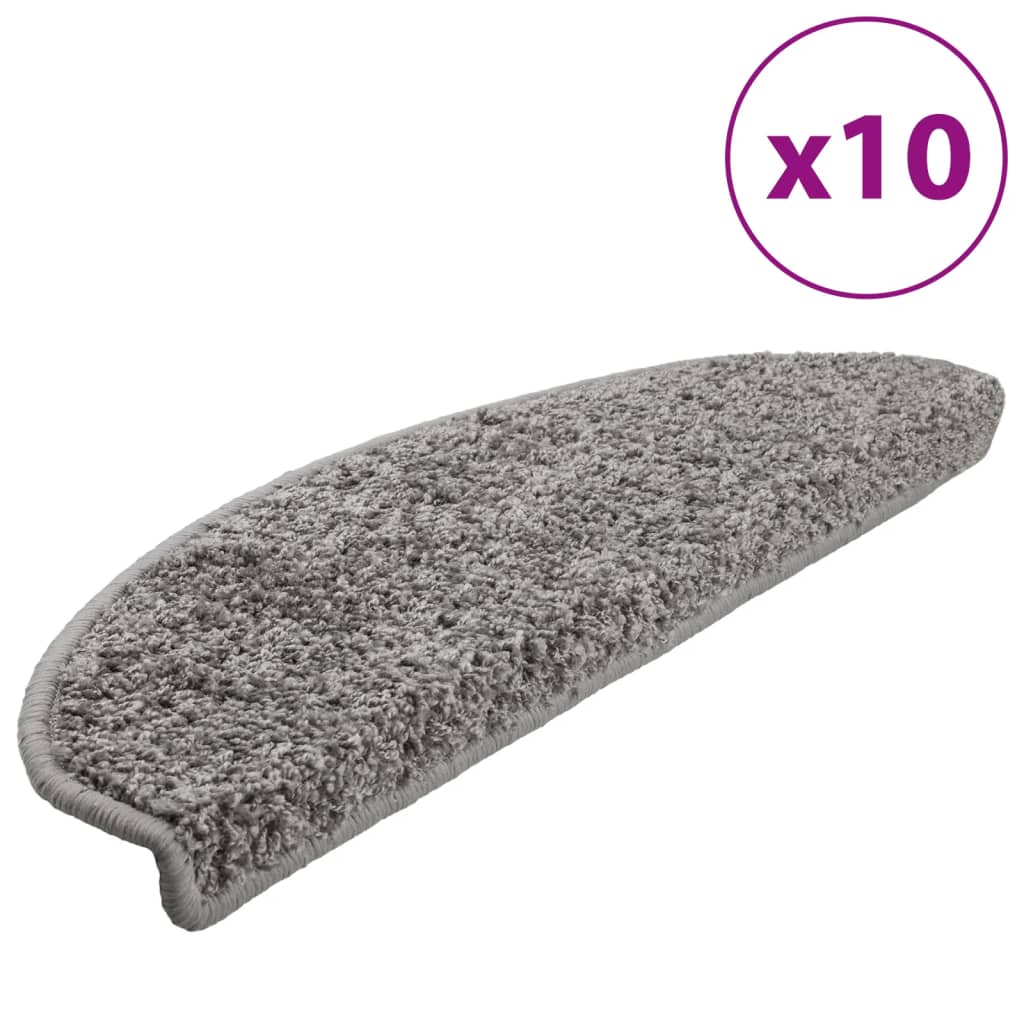 vidaXL Πατάκια Σκάλας 10 τεμ. Γκρι 65 x 21 x 4 εκ.